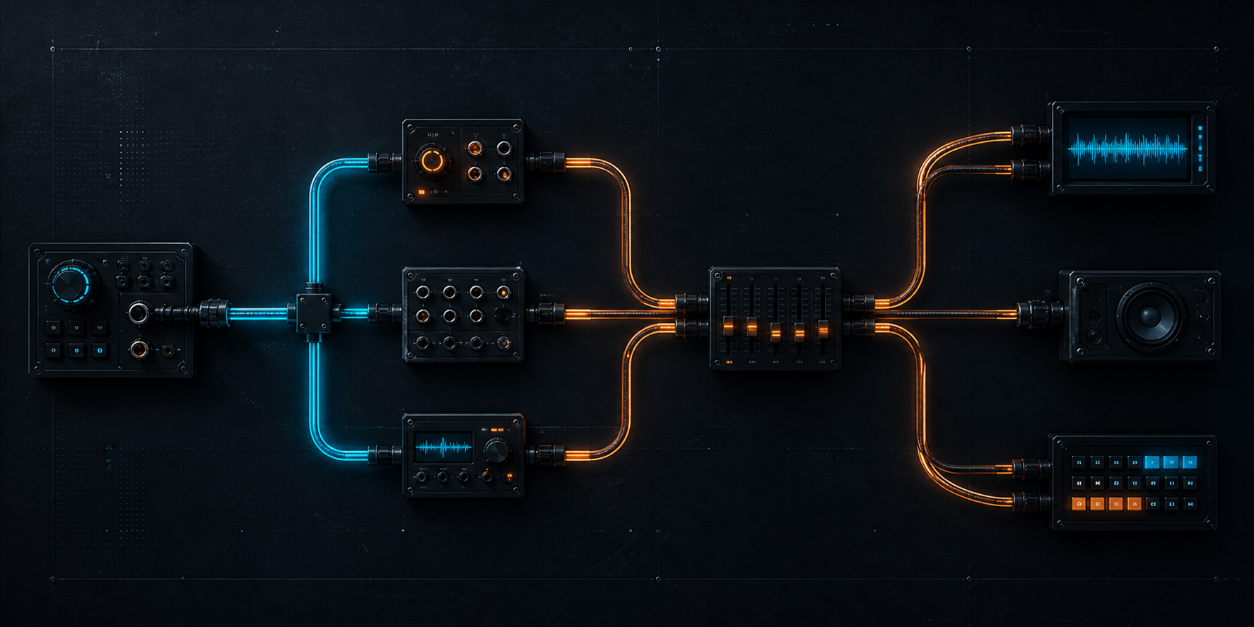 A clear physical diagram of an AV signal path